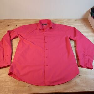 Spring & Mercer Mens Size L Pink Solid Long Sleeve Button Down Shirt